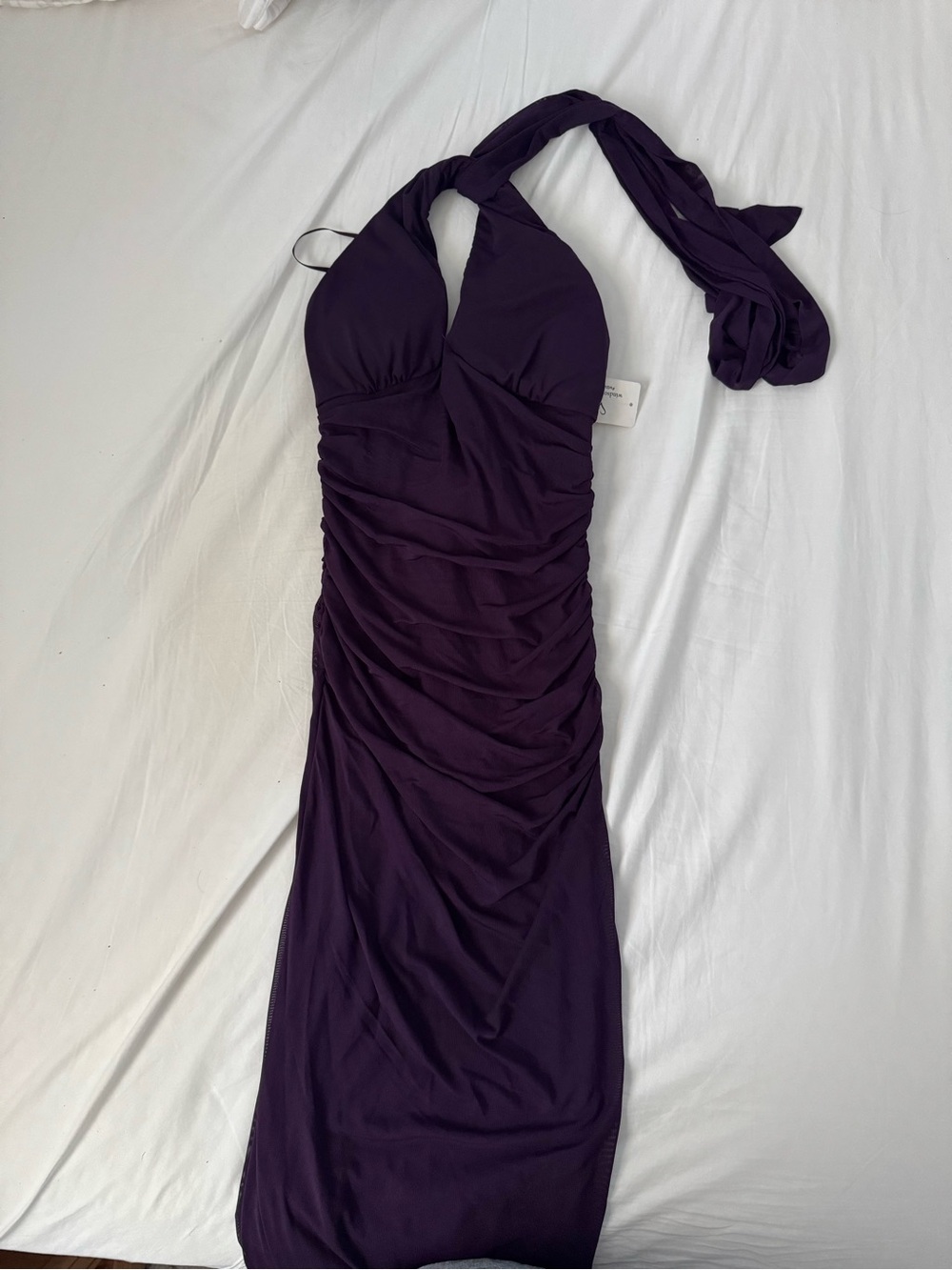 Windsor One-Shoulder Ruched Midi Dress in Plum